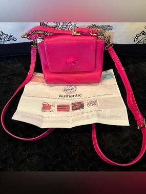 Hot Pink Versace Medusa Head Flap Over Crossbody Purse